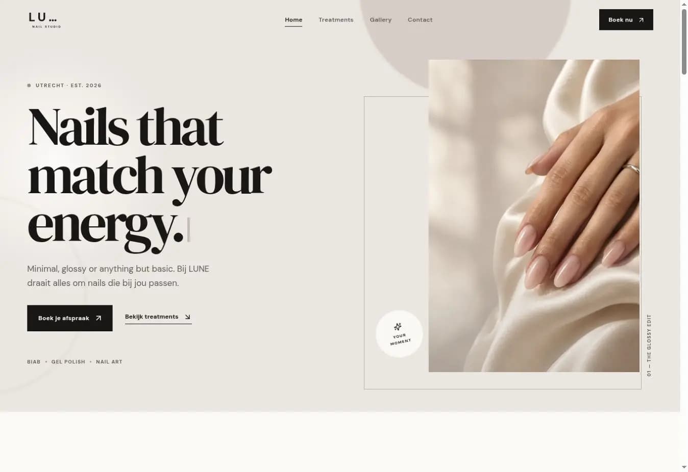 NOIR websiteontwerp voor een nagelstudio