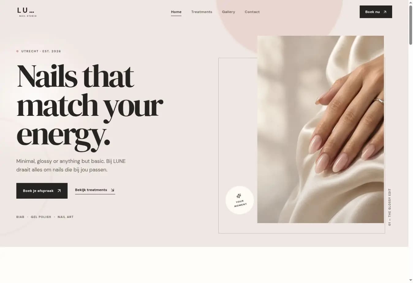 NUDE websiteontwerp voor een nagelstudio